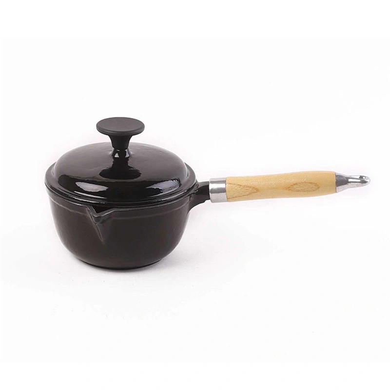 Round Cast Iron Pot Rice Cooker with Wooden Handle